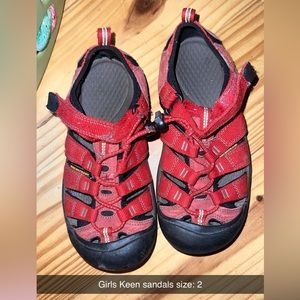 Girls red Keen sandals size 2